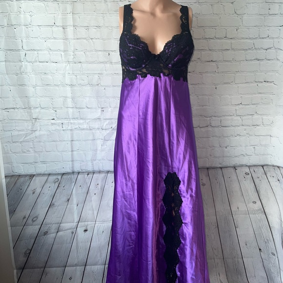 Victoria's Secret Dresses & Skirts - Victoria’s Secret Purple & Black Floral Long Polyester dress size S